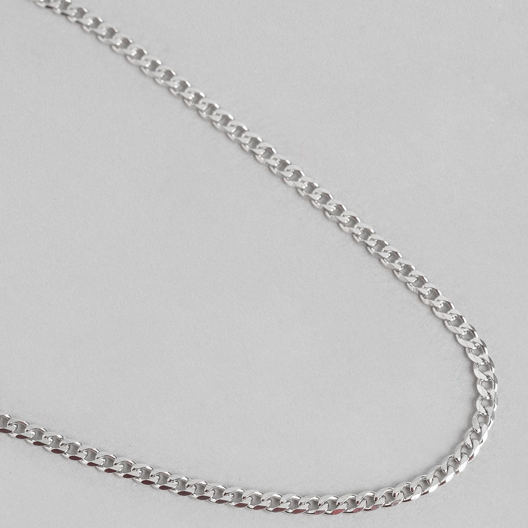 Classic Rhodium Plated 925 Sterling Silver Curb Chain