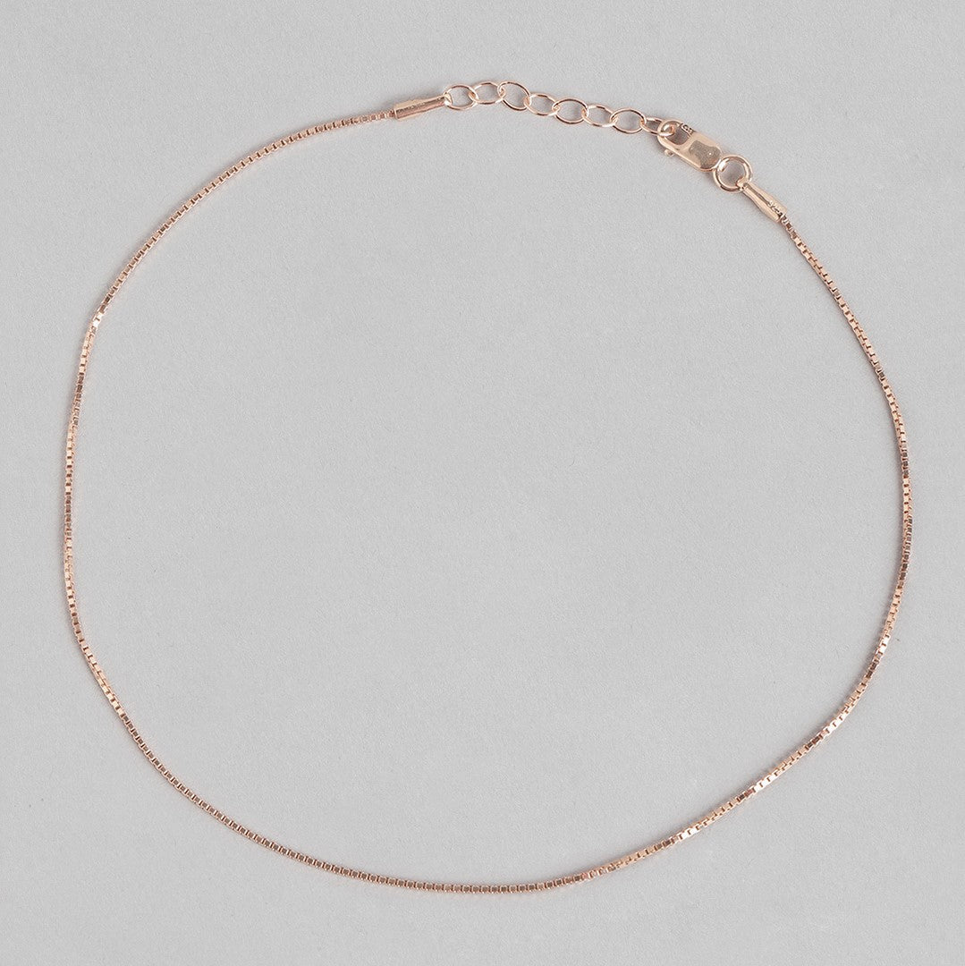 Enchanting Rose Gold Plated 925 Sterling Silver Box Chain Anklet