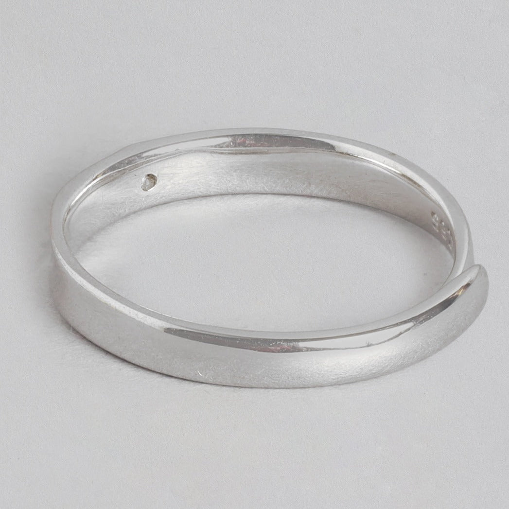 Minimal CZ 925 Sterling Silver Ring for Him (Adjustable)