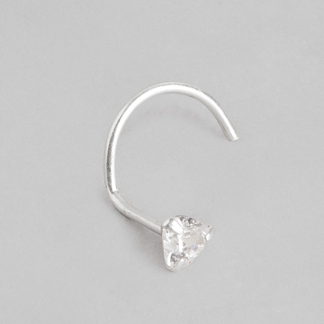 Tiny Heart Solitaire 925 Silver Nose Pin