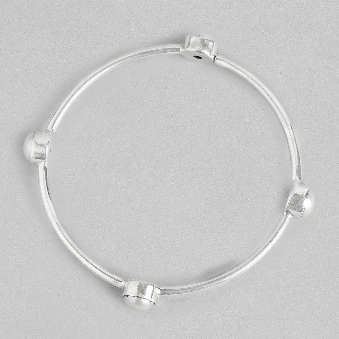 Pearl Rhodium Plated 925 Sterling Silver Bangle