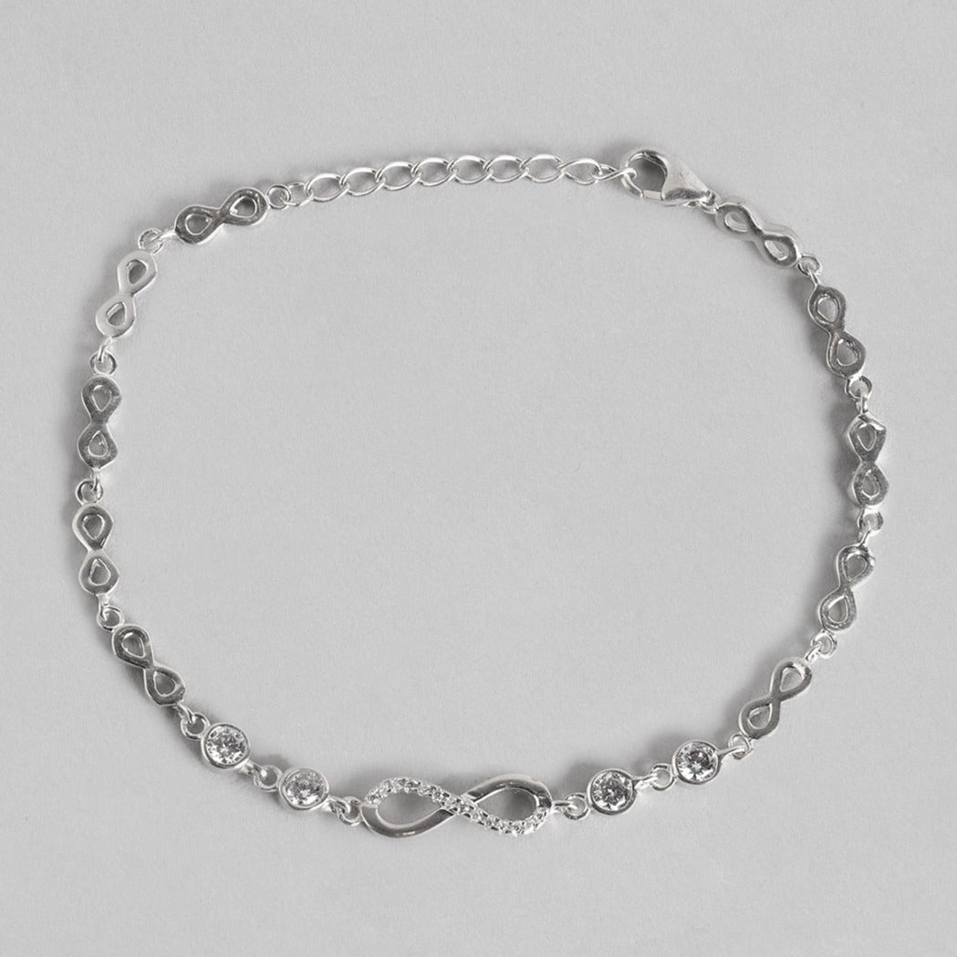 Infinity Rhodium Plated 925 Sterling Silver Combo Bracelet