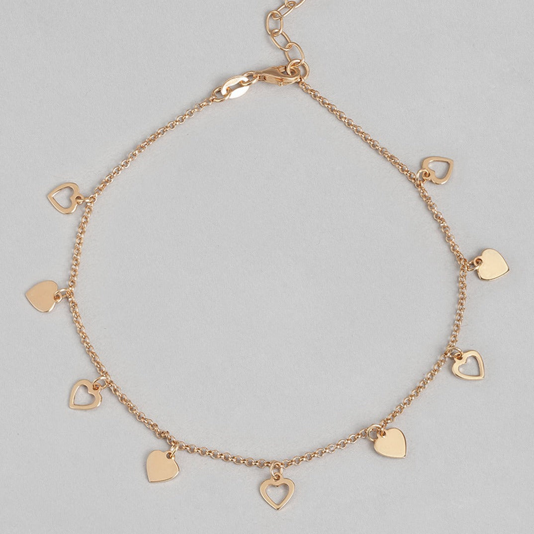 Golden Hearts 925 Sterling Silver Chain Anklet