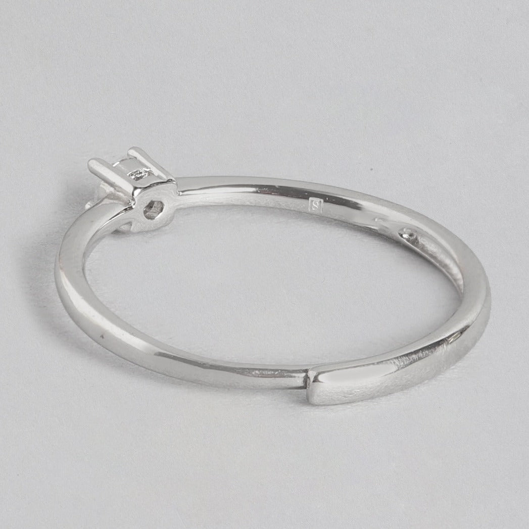 Classy CZ Studded 925 Silver Ring (Adjustable)