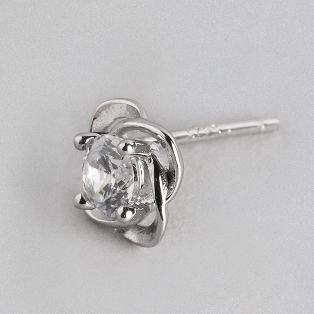 Stunning Heart-Flower 925 Sterling Silver Stud Earring Combo