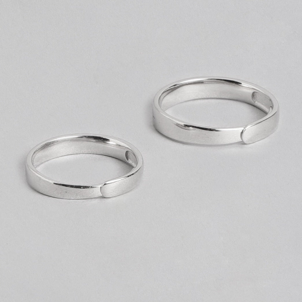 Endless Love Line 925 Silver Couple Rings  - Valentines Edition With Gift Box (Adjustable)