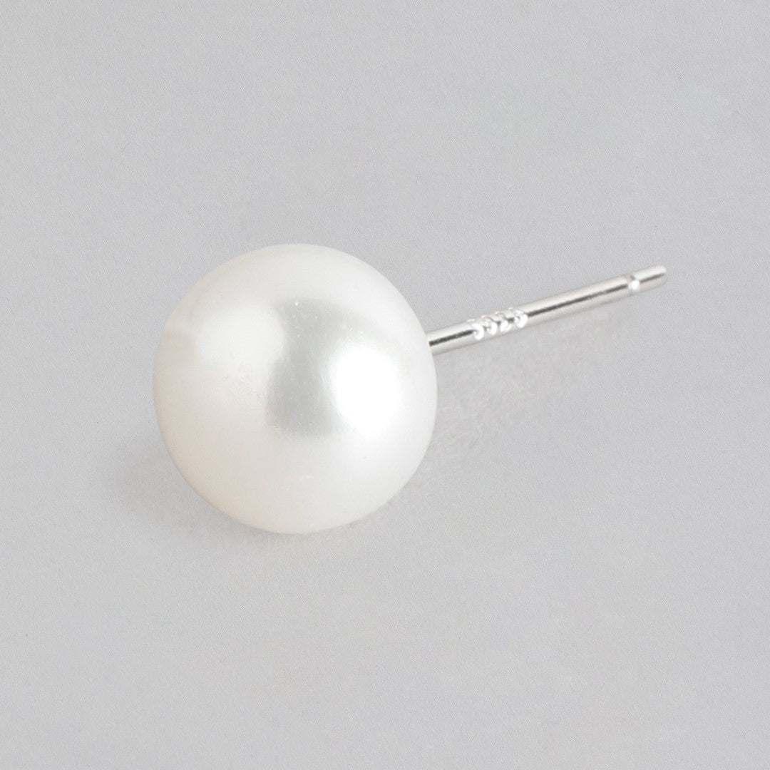 Pearl-CZ Rhodium Plated 925 Sterling Silver Studs Combo