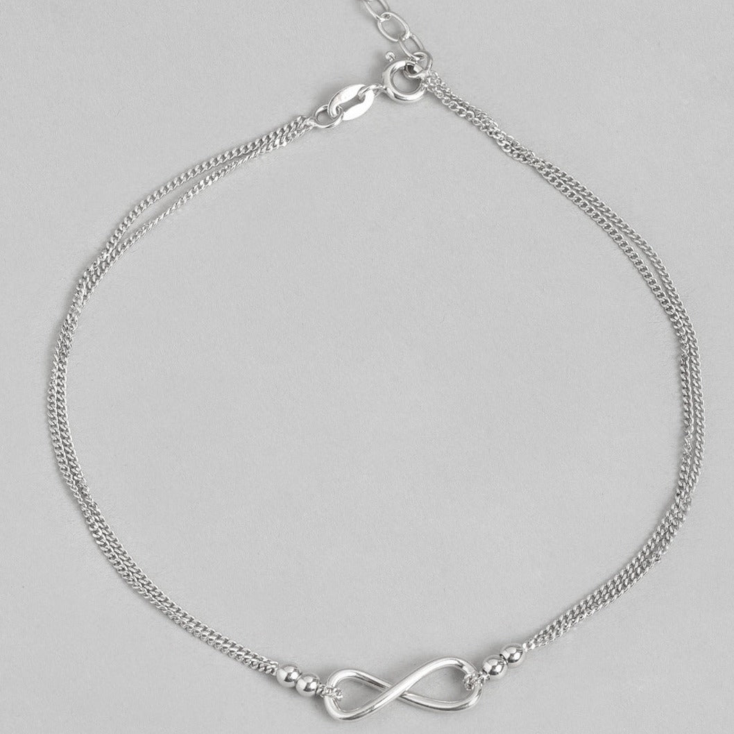 Infinity Dual Chain 925 Sterling Silver Anklet