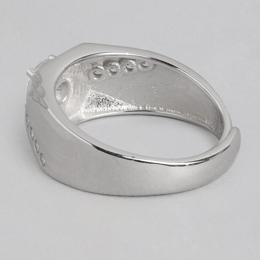 CZ Studded 925 Sterling Silver Ring for Him (Adjustable)