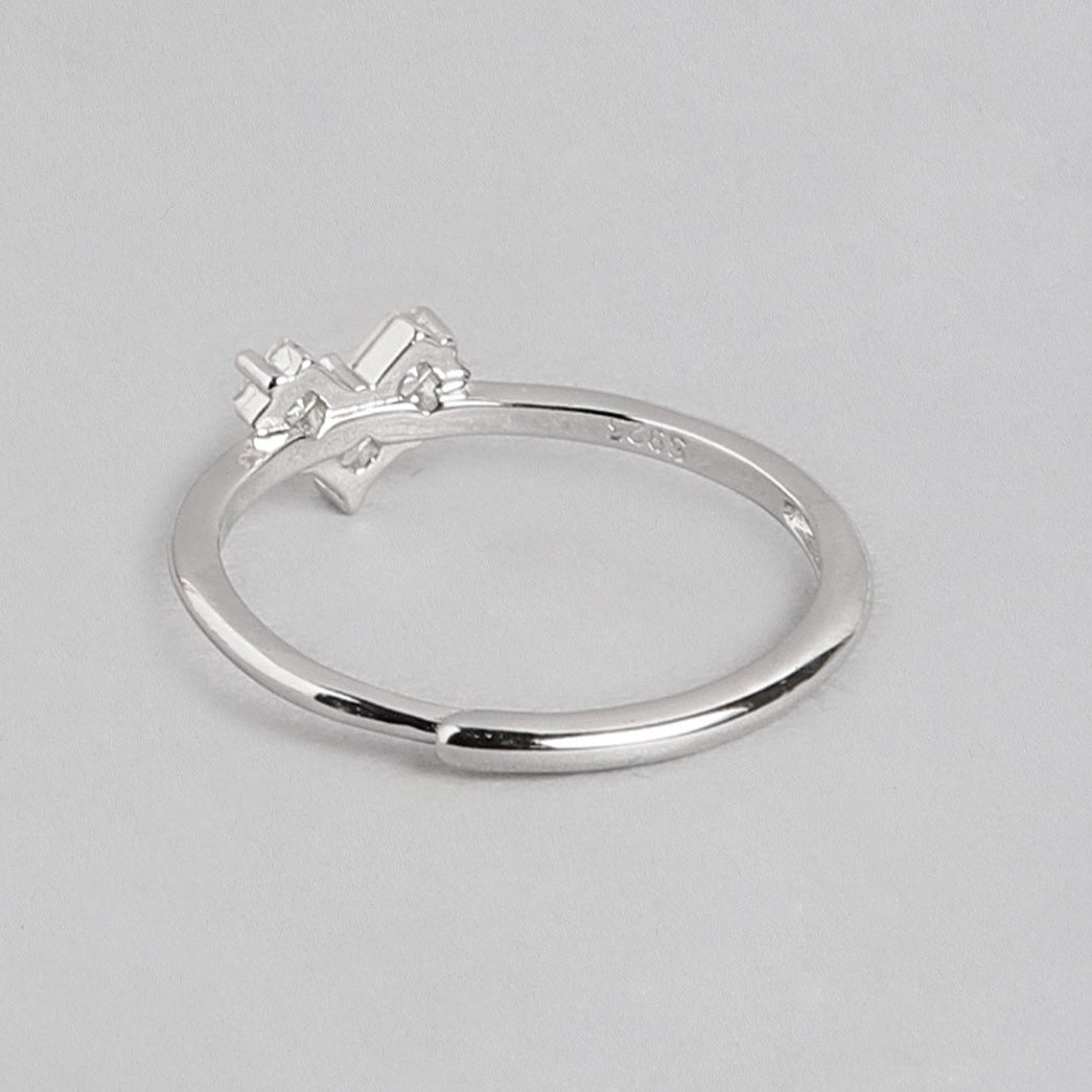 Heart Solitaire 925 Sterling Silver Ring for Women (Adjustable)