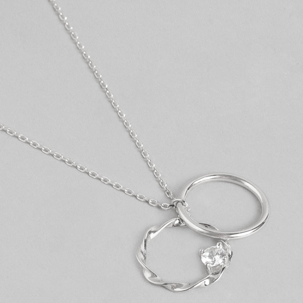 Duo Ring CZ 925 Sterling Silver Necklace
