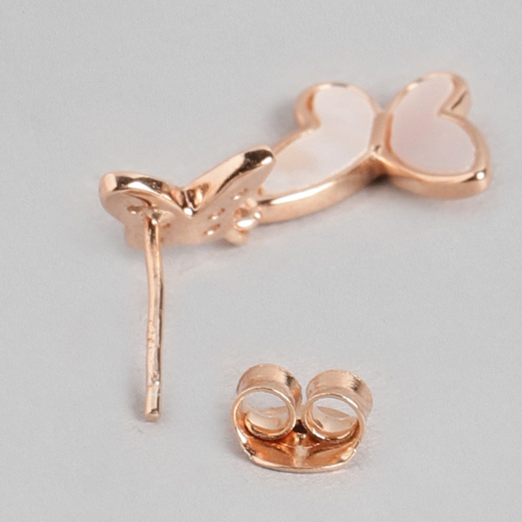 Butterfly Whispers Rose Gold Plated Sterling Silver Butterfly Stud Earrings