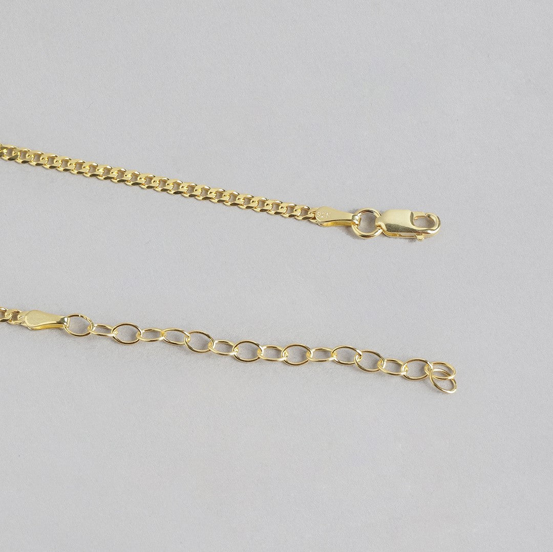 Elegant Golden Plated 925 Sterling Silver Curb Chain