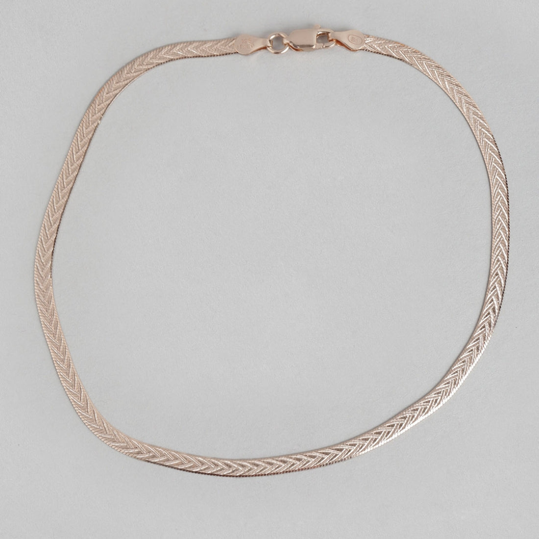 Braided 925 Silver Anklet in Rose Gold