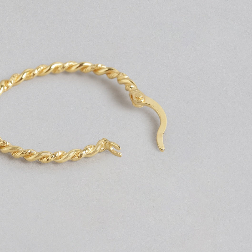 Twisted Gold Plated 925 Sterling Silver Hoops