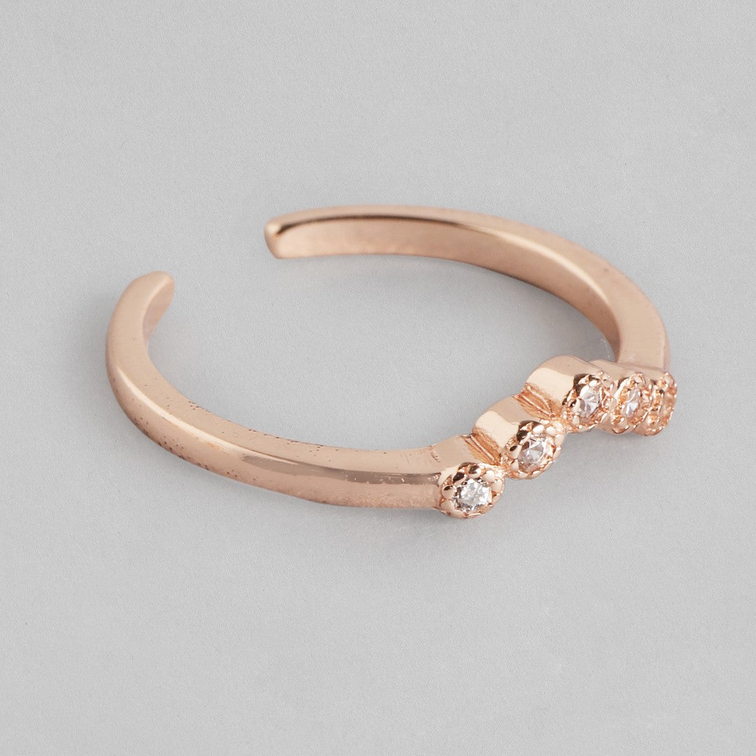 Dreamy Wishbone Rose Gold 925 Silver Toe Ring Combo