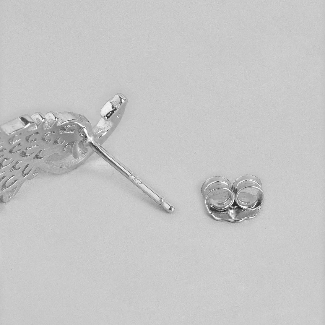 Peacock Rhodium 925 Sterling Silver Stud Earrings