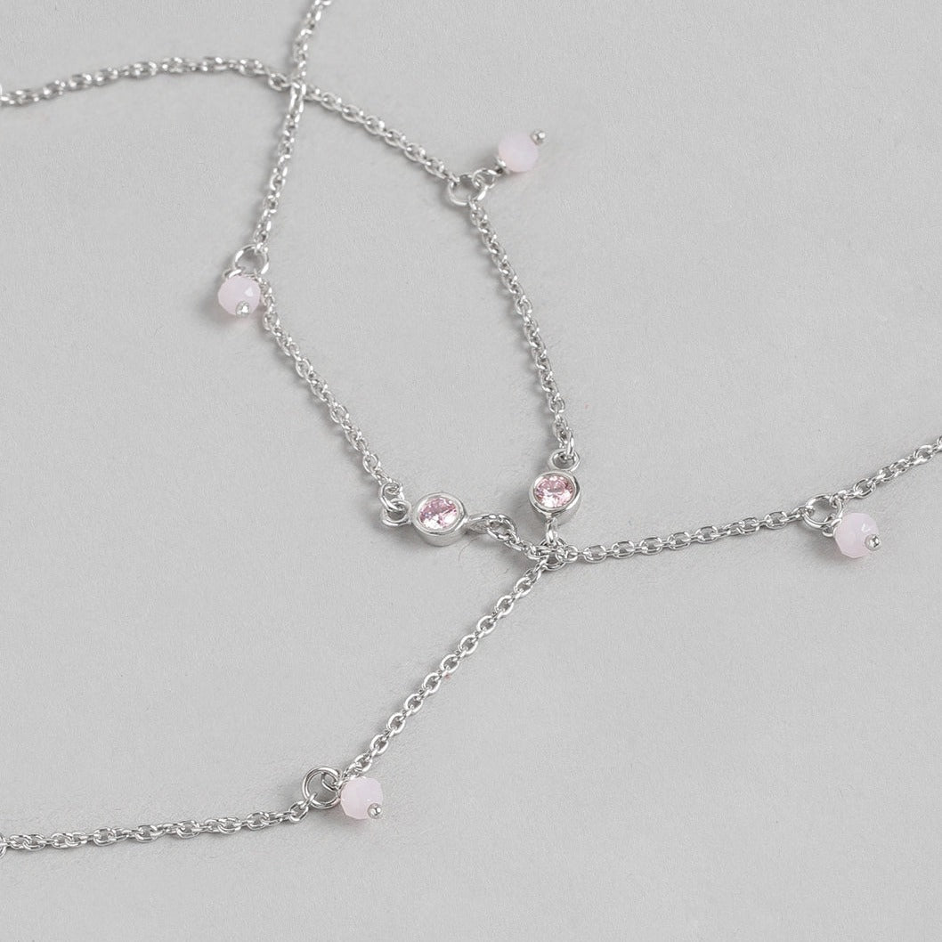 Pearl & Stone CZ 925 Sterling Silver Anklet