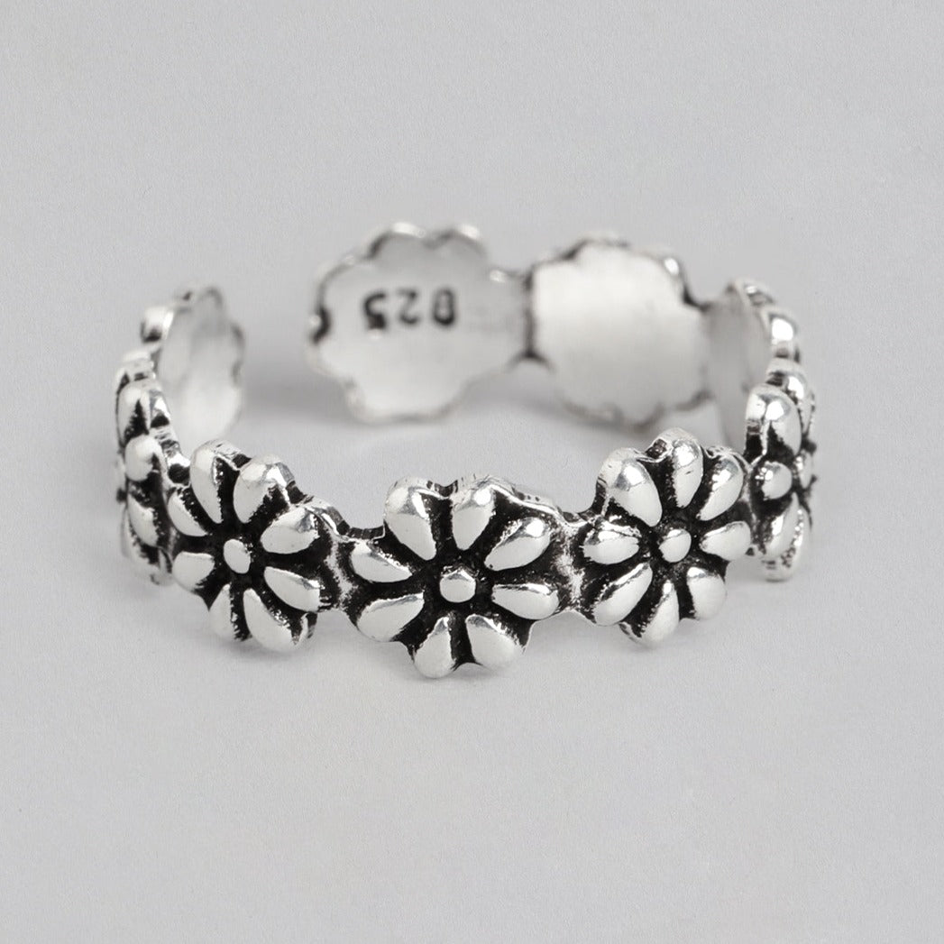 Floral Cut 925 Sterling Silver Toe Ring