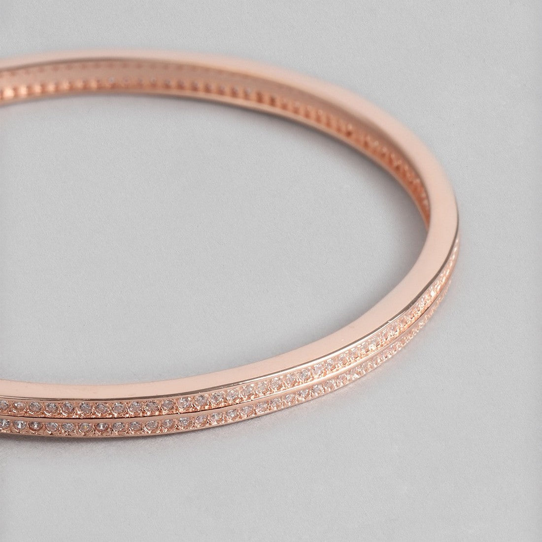 Dual Line CZ Rose Gold Plated 925 Sterling Silver Bracelet