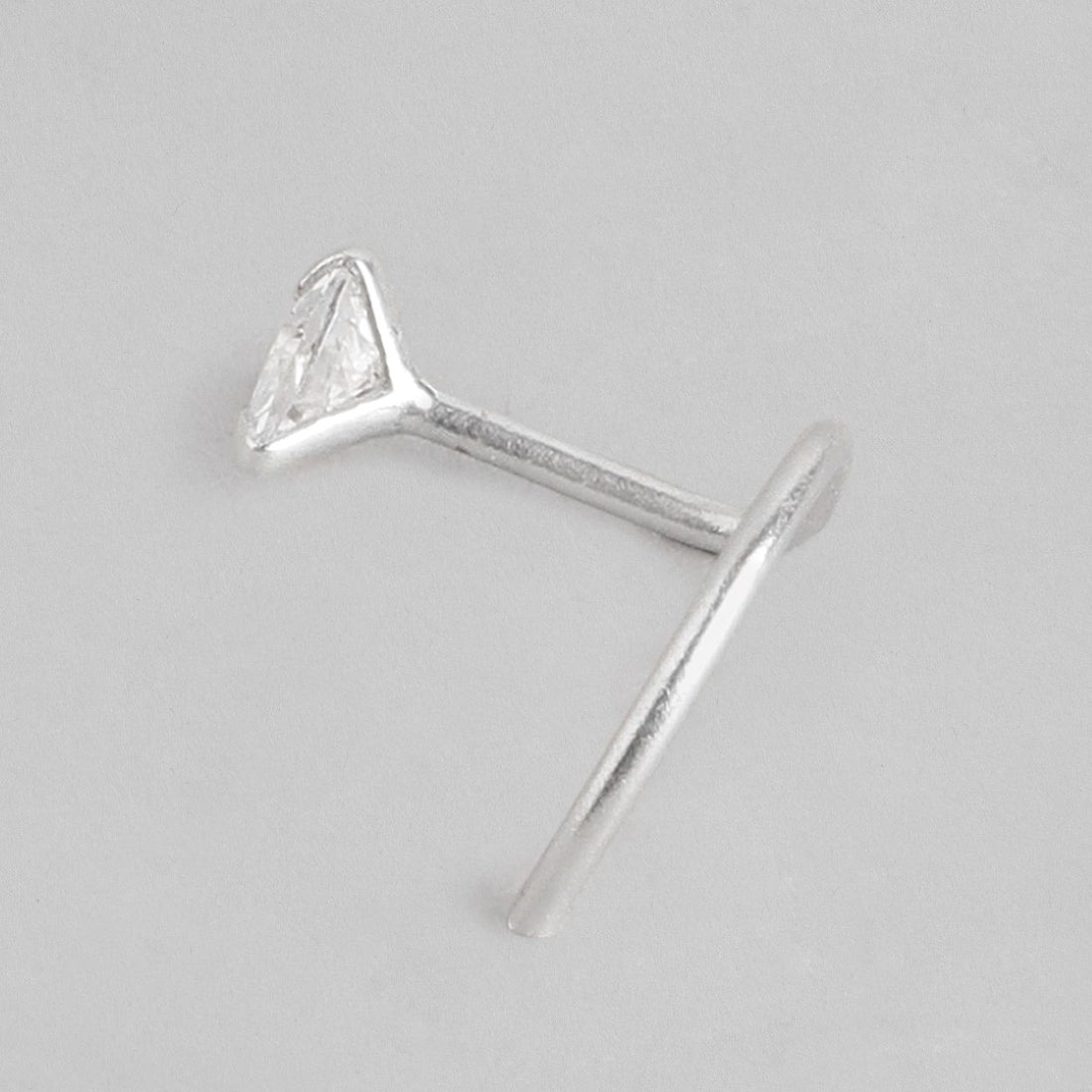 Tiny Heart Solitaire 925 Silver Nose Pin