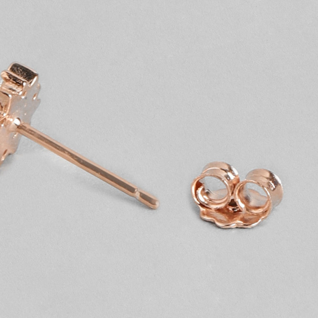 CZ Studded Floral Rose Gold 925 Sterling Silver Stud Earrings
