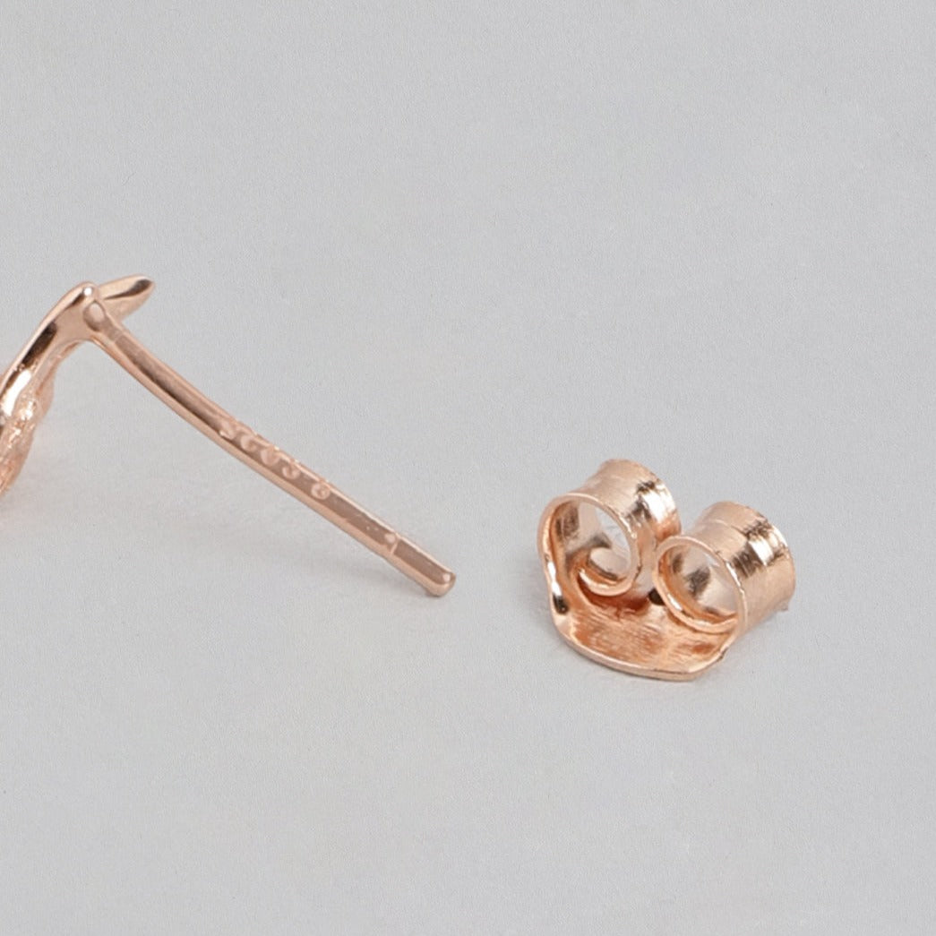 Star CZ Rose-Gold Plated 925 Sterling Silver Earrings