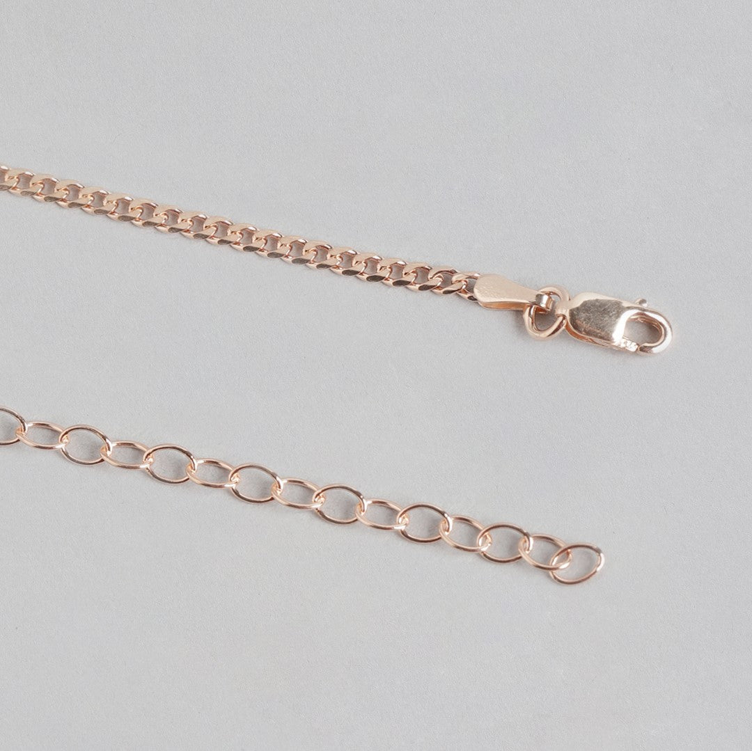 Elegant Rose Gold Plated 925 Sterling Silver Curb Chain