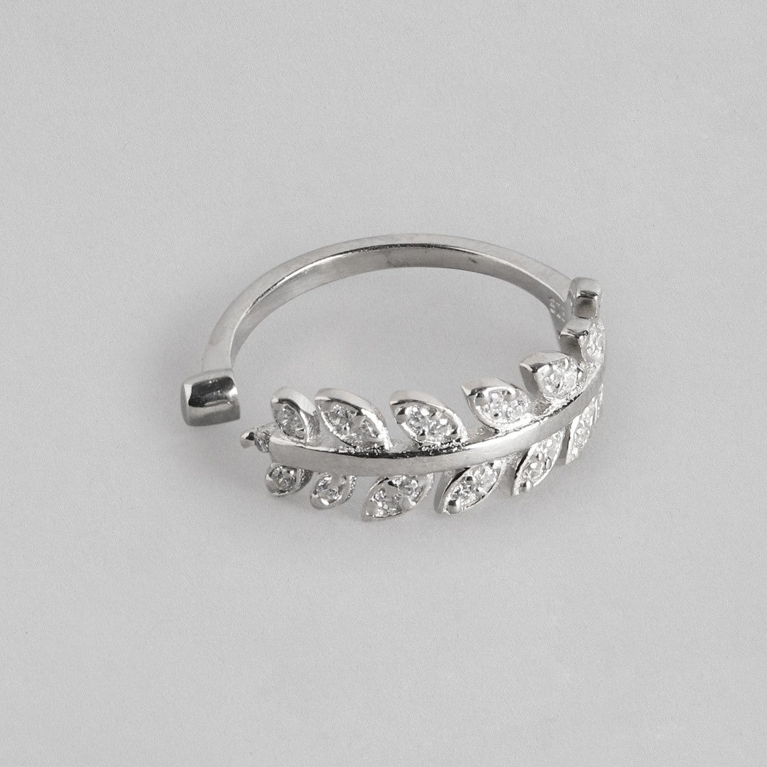 Leafy Silver Adjustable 925 Silver Toe Ring Combo