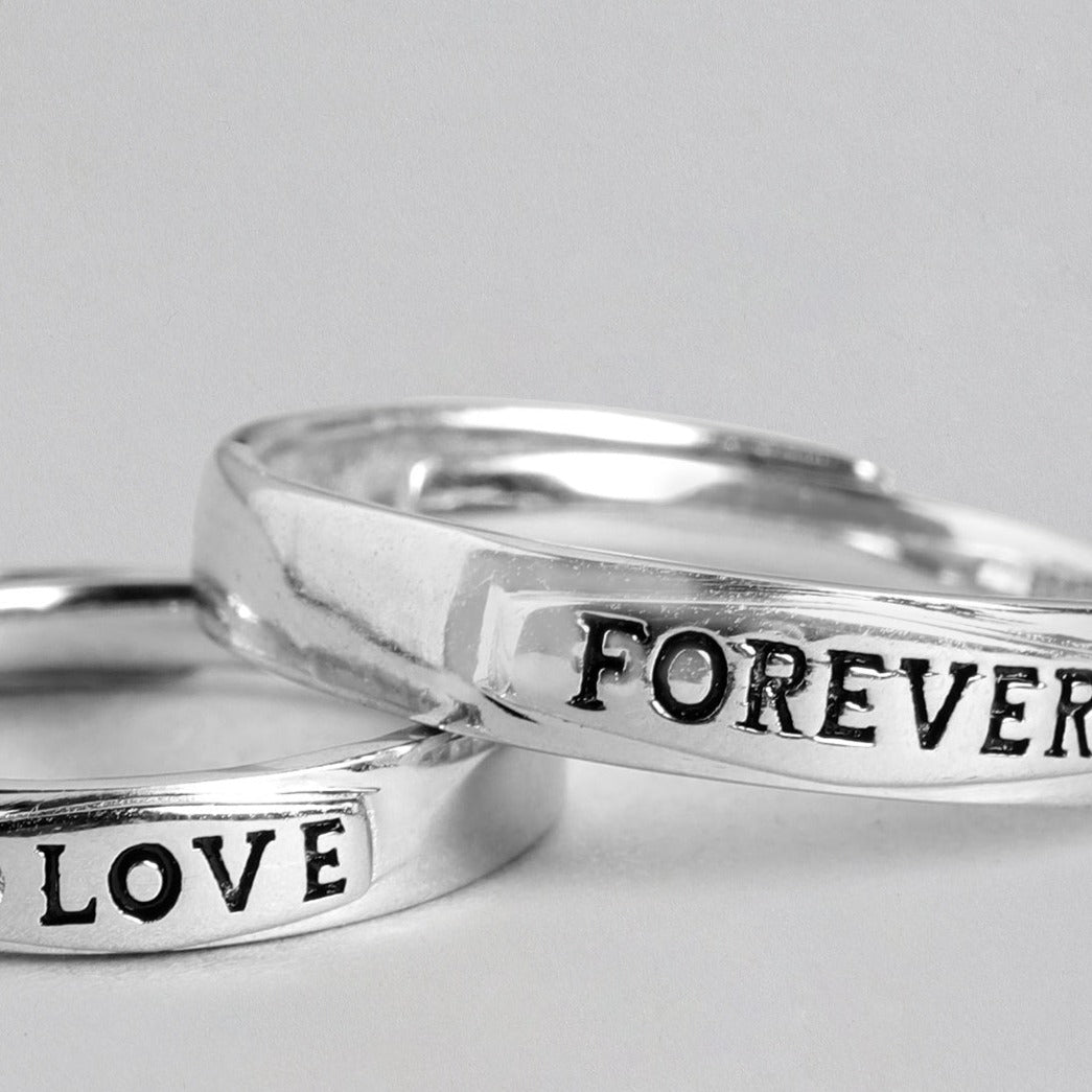 Love Forever 925 Sterling Silver Couple Ring (Adjustable)