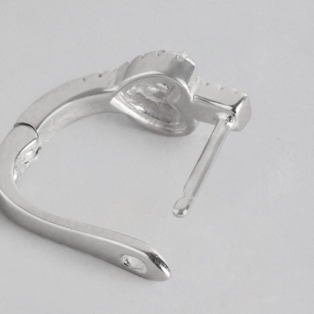 CZ Heart-Infinity Rhodium Plated Earring Combo