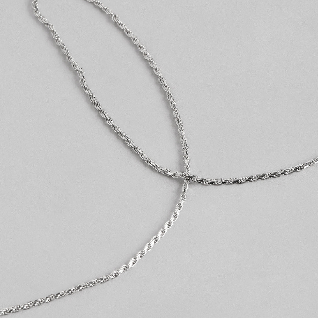 Rope Rhodium Plated 925 Sterling Silver Anklet