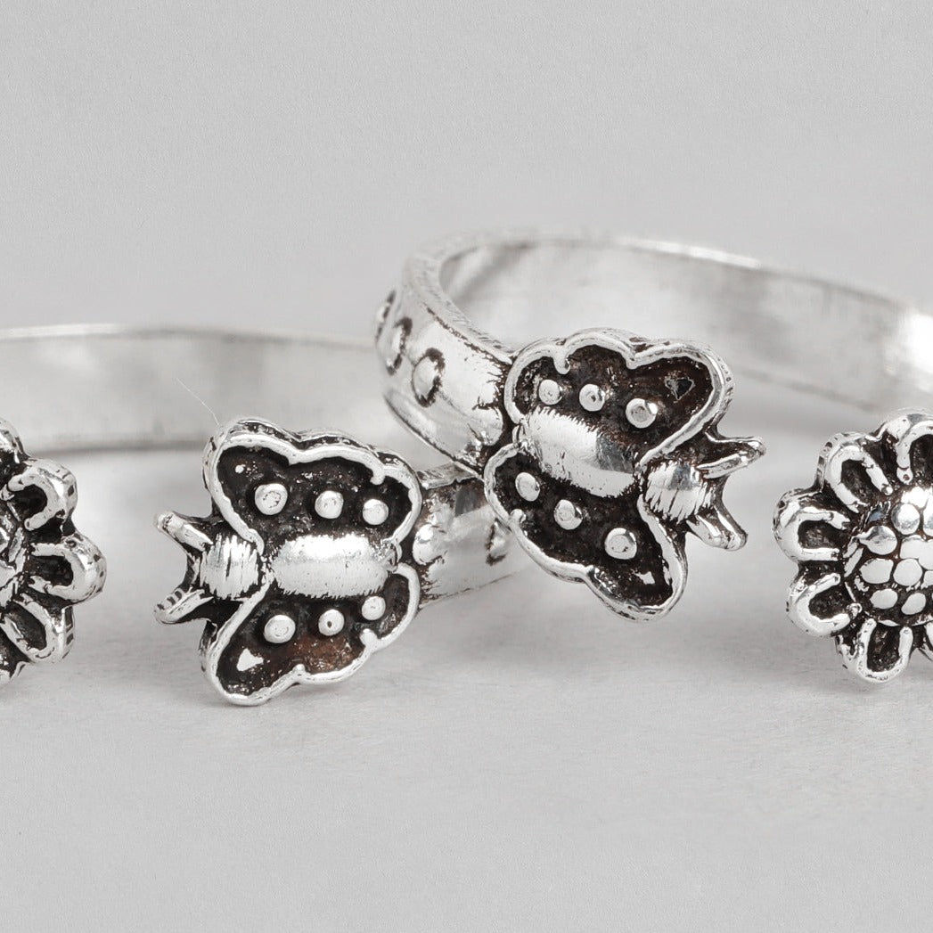 Butterfly & Flower 925 Sterling Silver Toe Ring