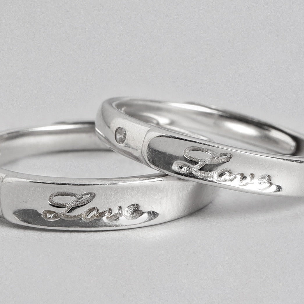 Simply LOVE 925 Sterling Silver Couple Ring (Adjustable)