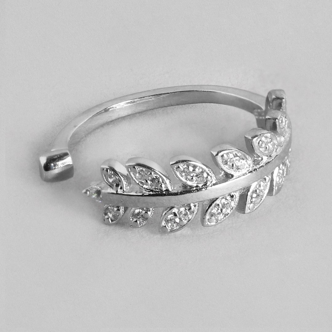 Leafy Waves Rhodium Plated 925 Silver Toe Ring Combo