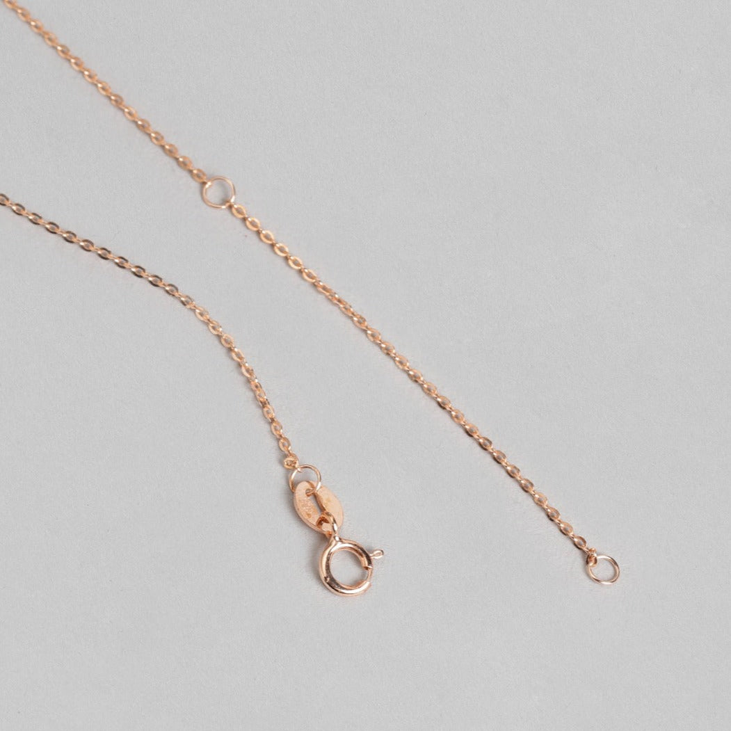 CZ Cuboid Rose Gold Plated 925 Sterling Silver Necklace