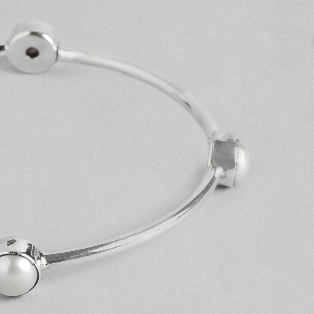 Pearl Rhodium Plated 925 Sterling Silver Bangle