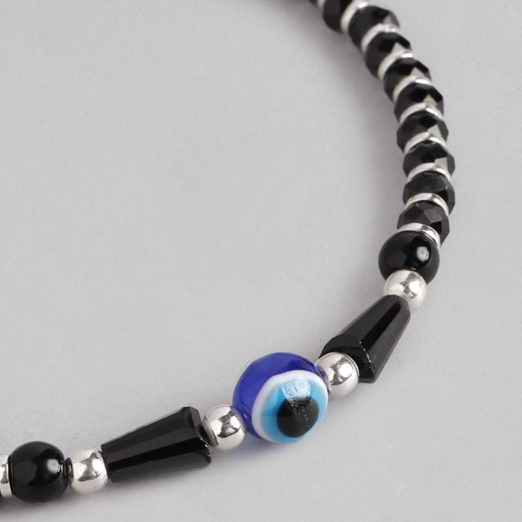 Evil Eye Black Beads 925 Sterling Silver Bracelet
