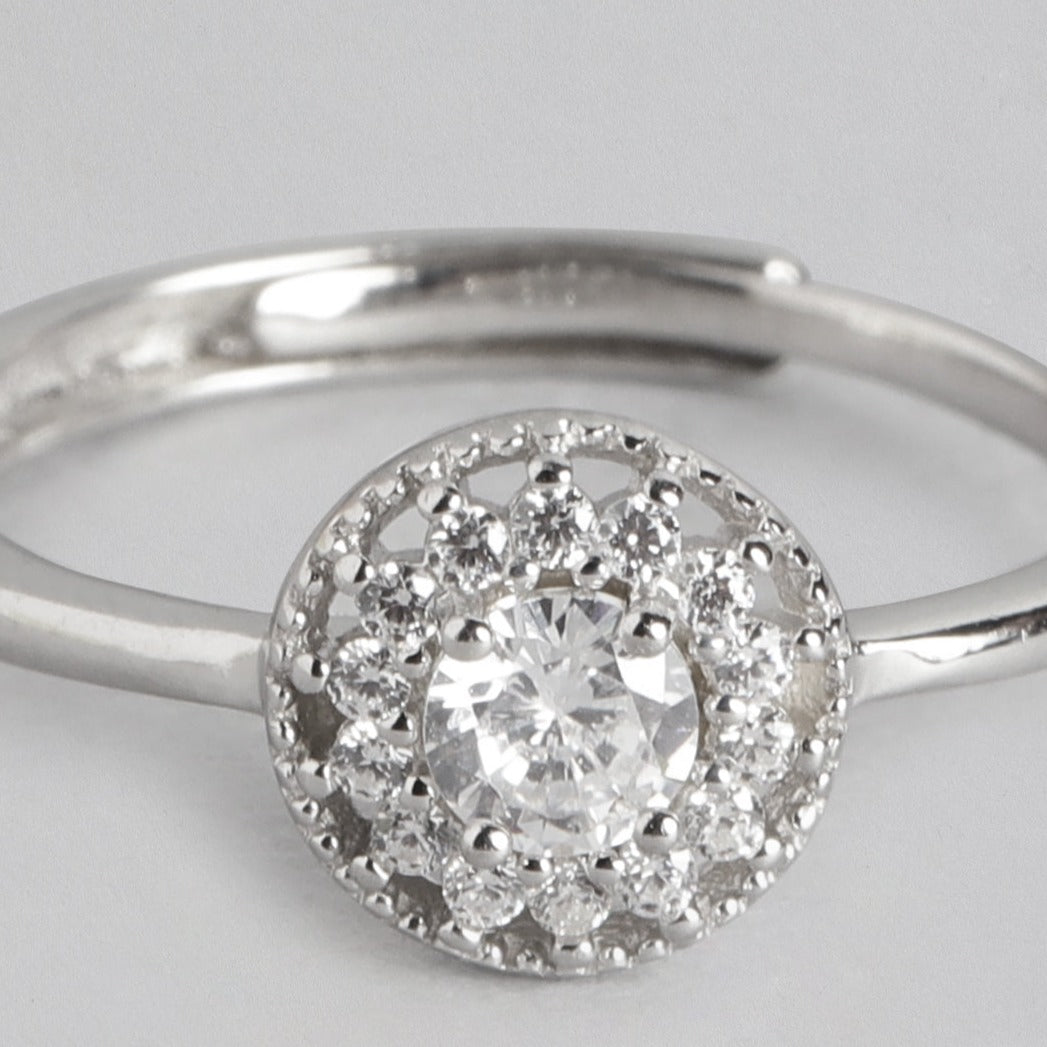 Solitaire CZ Studded 925 Sterling Silver Ring