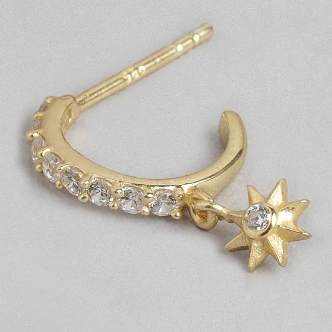 Star & Moon Triple Earring 925 Sterling Silver Combo