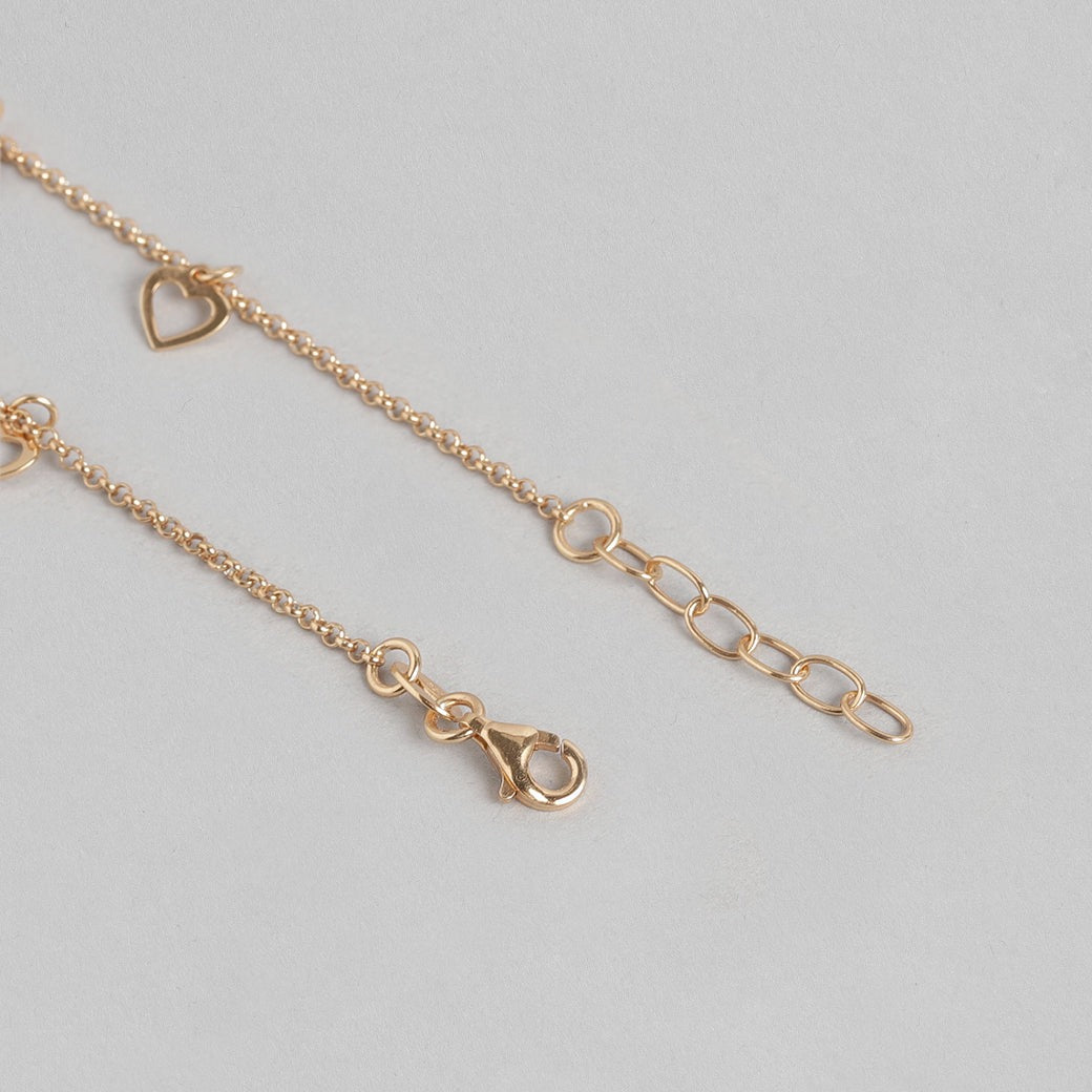 Golden Hearts 925 Sterling Silver Chain Anklet