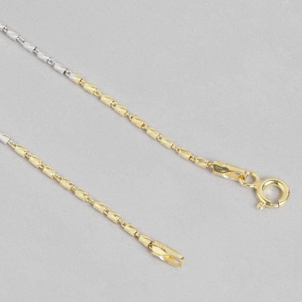 Triple Tone 925 Sterling Silver Chain Anklet
