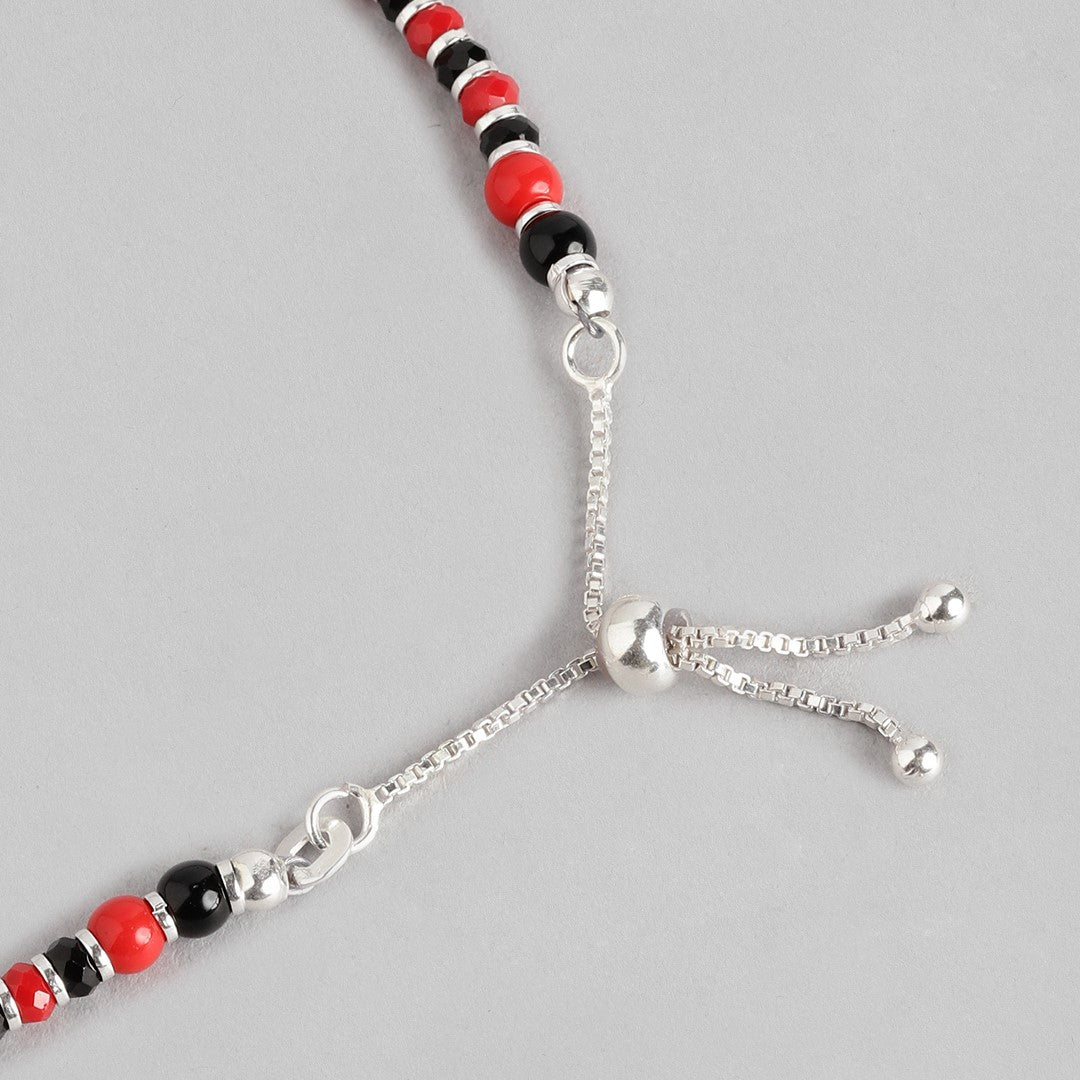 Red and Black 925 Sterling Silver Anklet