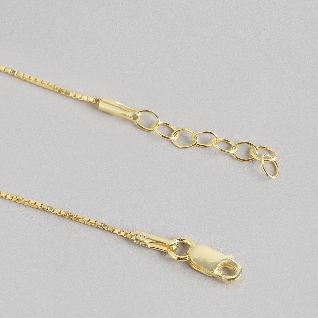 Classic Minimal Gold Box Chain 925 Sterling Silver Anklet