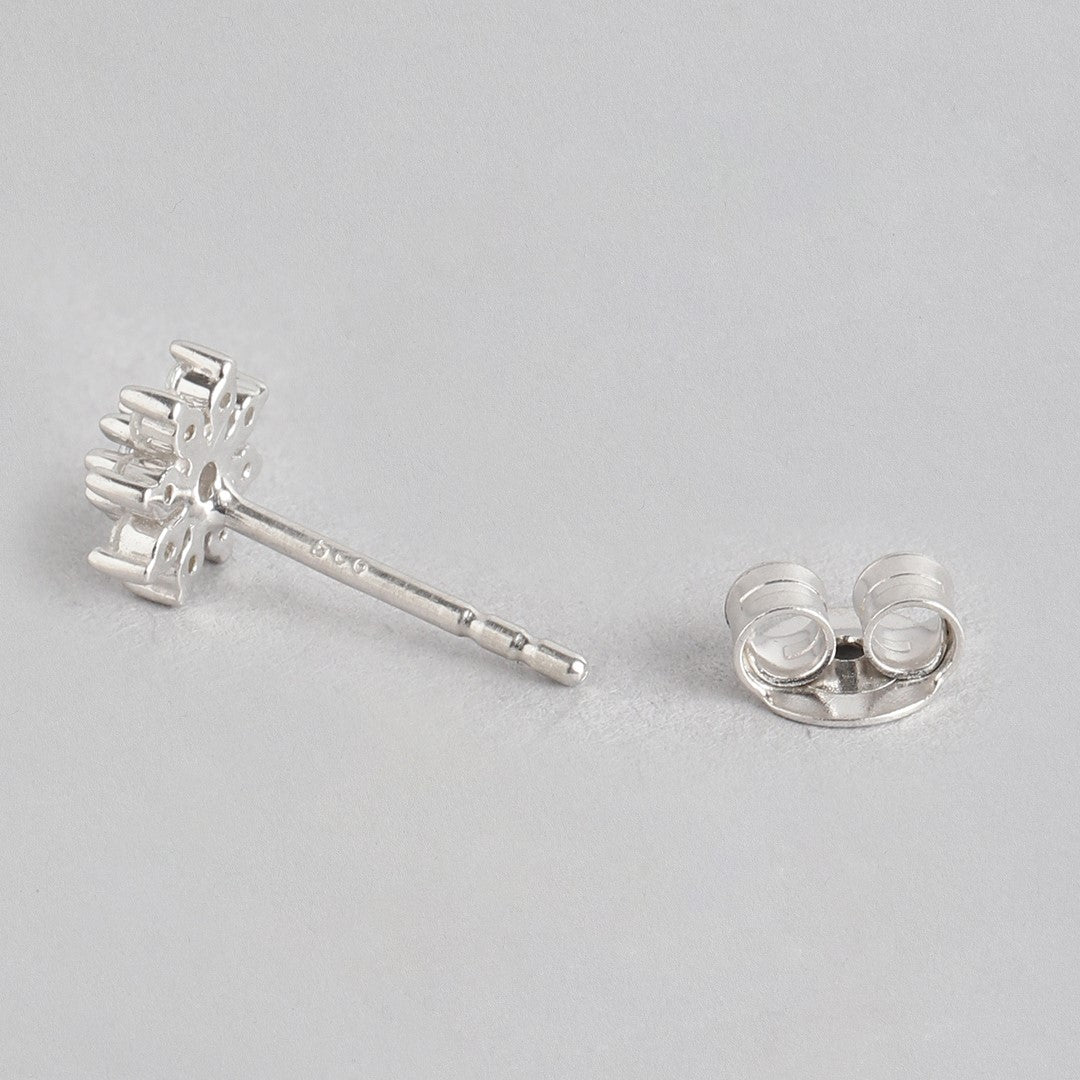 Floral Studs and Hoop 925 Sterling Silver Combo Earring