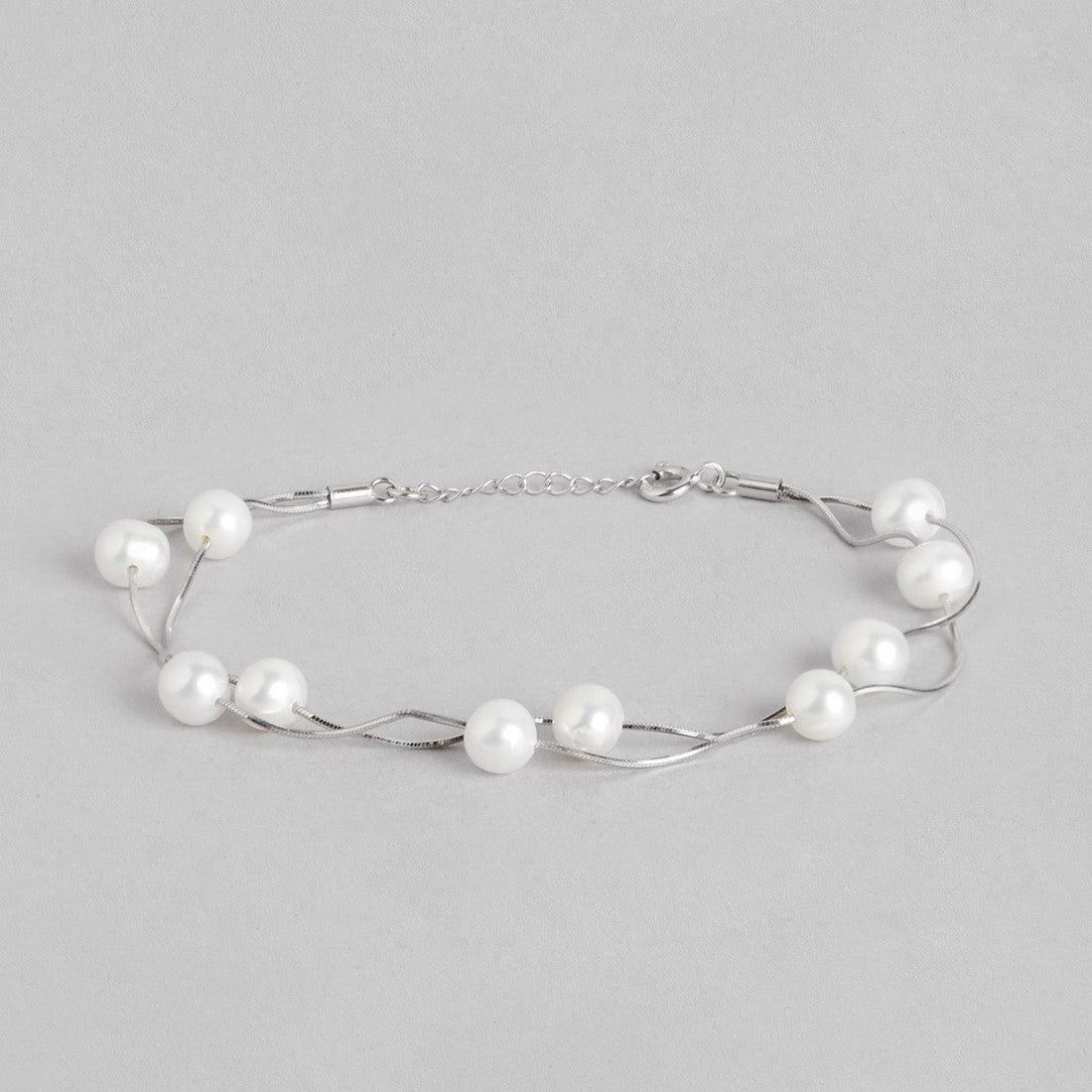 Freshwater Pearl Rhodium Plated 925 Sterling Silver Jewelery set