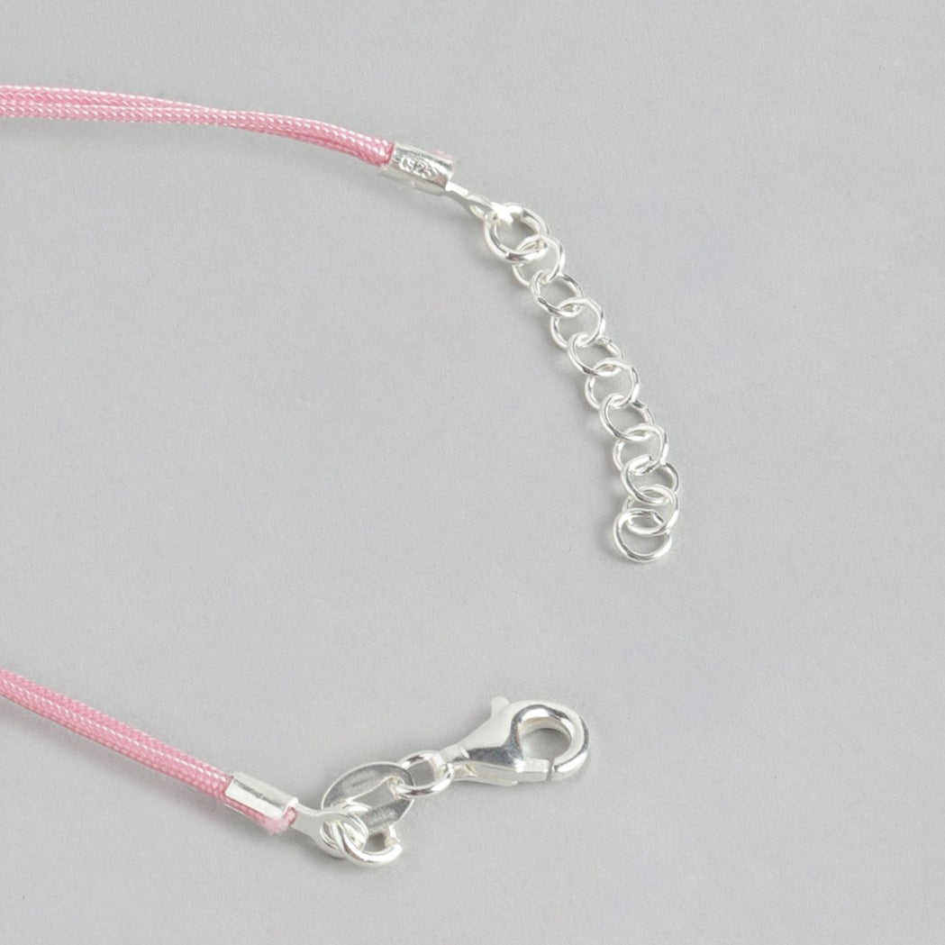 Cute Pink Crescent Moon Totem 925 Sterling Silver Bracelet