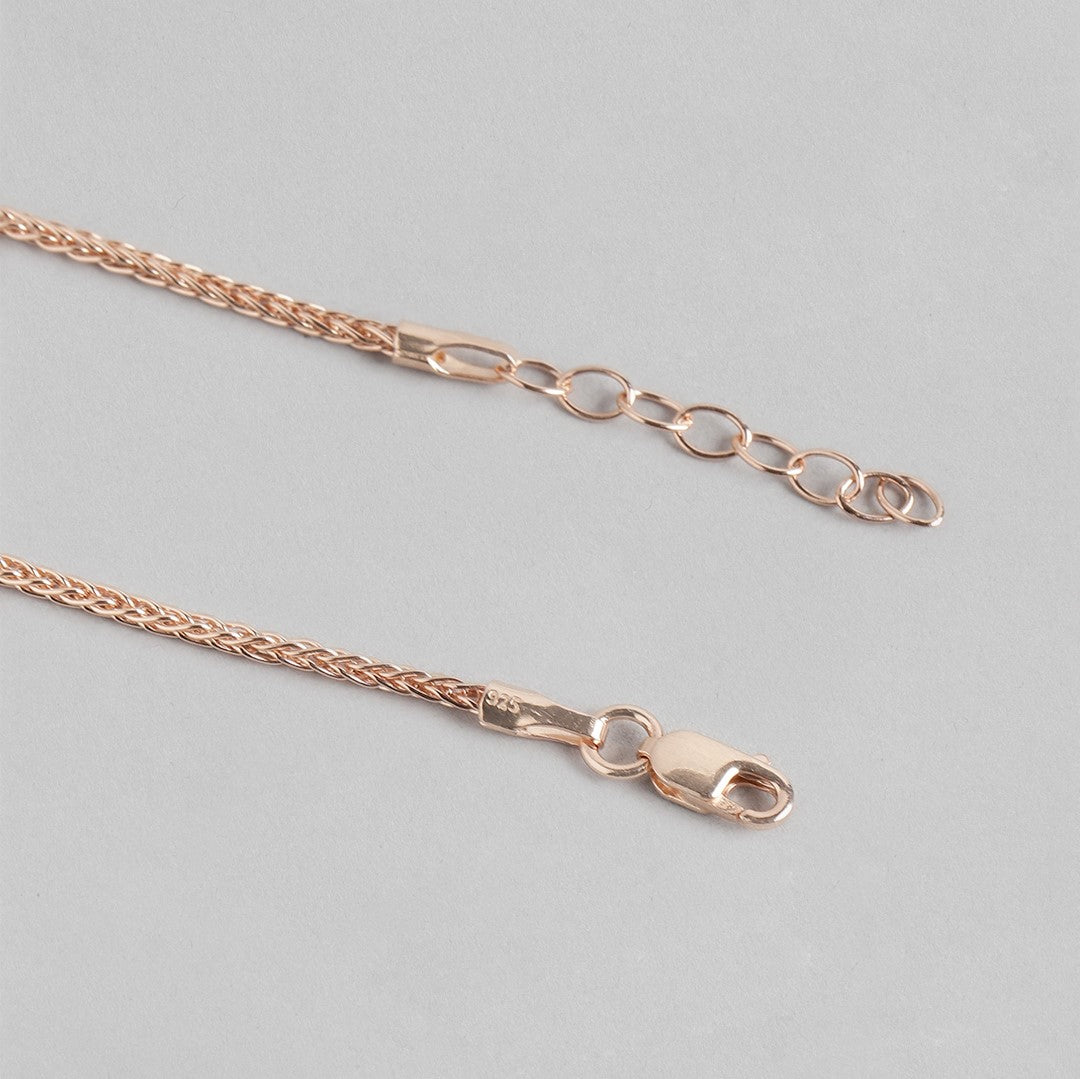 Adorable Weave Chain 925 Sterling Silver Anklet in Rose Gold