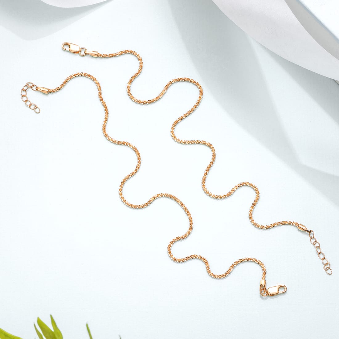 Sparkling Rose Gold Plated 925 Sterling Silver Chain Anklets