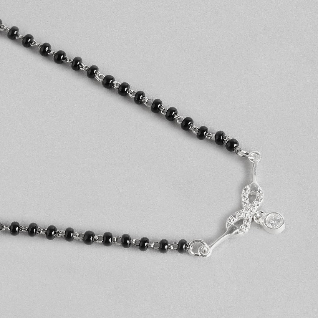 Infinity Rhodium Plated 925 Sterling Silver Necklace & Bracelet Mangalsutra Combo